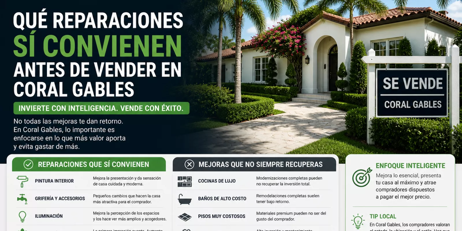 Reparaciones clave antes de vender en Coral Gables