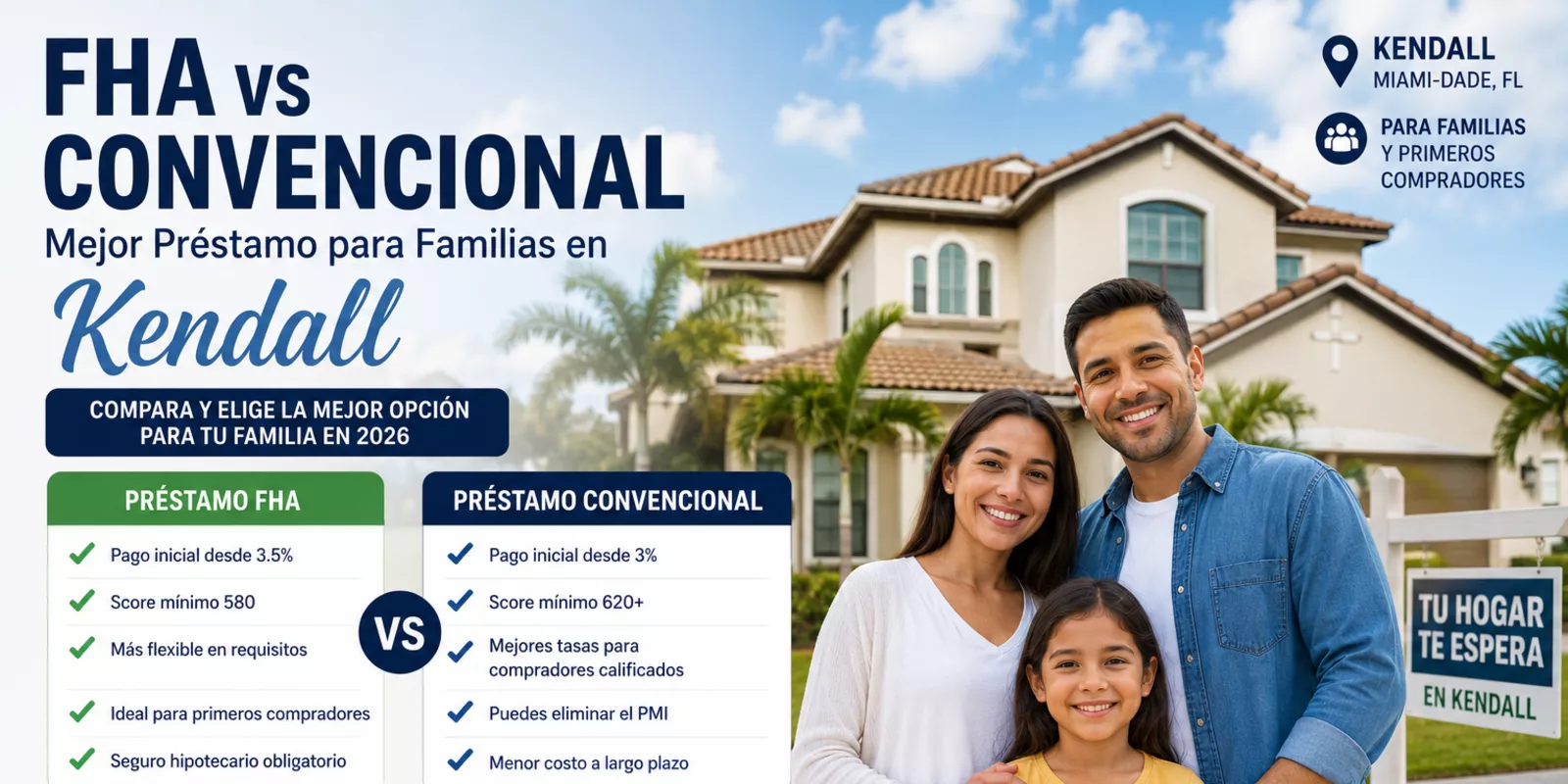FHA vs Convencional: Mejor Préstamo para Familias en Kendall