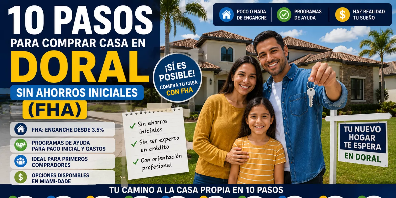10 Pasos para Comprar Casa en Doral sin Ahorros Iniciales (FHA)